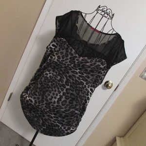 Leopard Print Studded Sleeveless Top